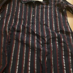 Metallic striped tunic top